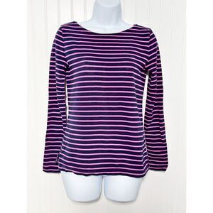 J. Crew Women's Striped Boat Neck Pullover Long Sleeve Top‎ Pink Navy Size XXS